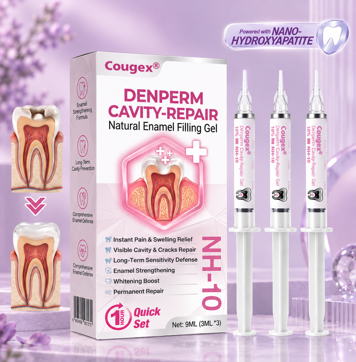 COUGEX®– Natural Tooth Enamel Filling Gel for Caries Restoration